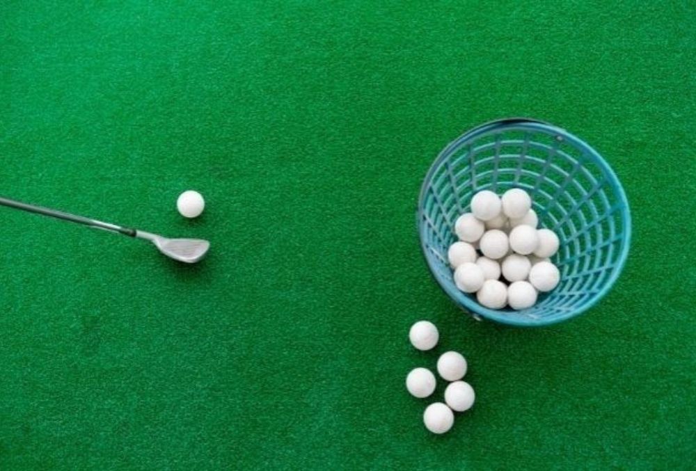 bucket of golf balls for a family-fun round of golf