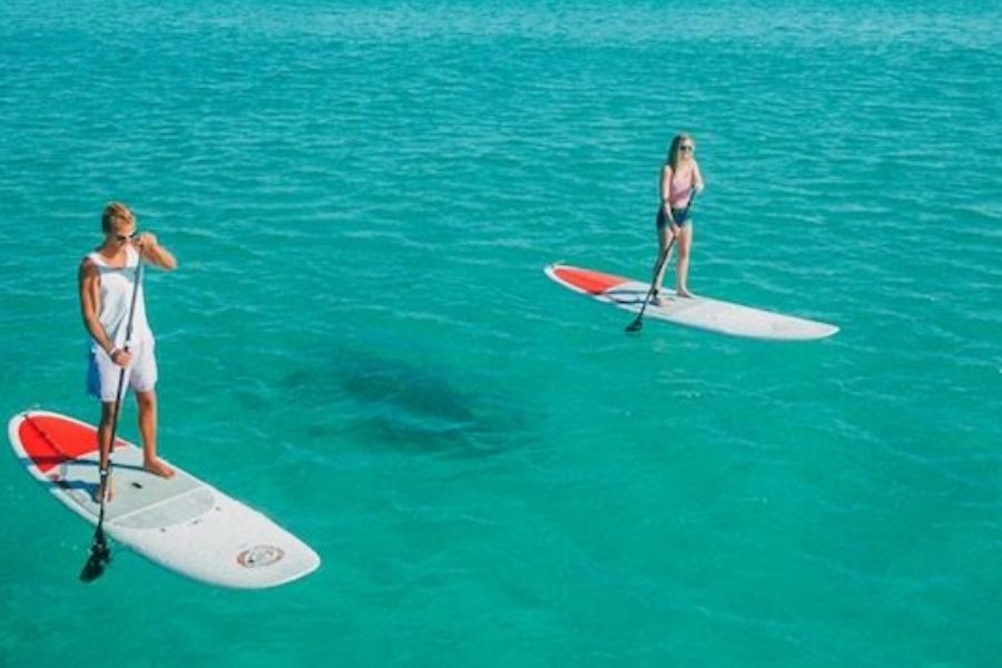 paddleboarding at Crab Island