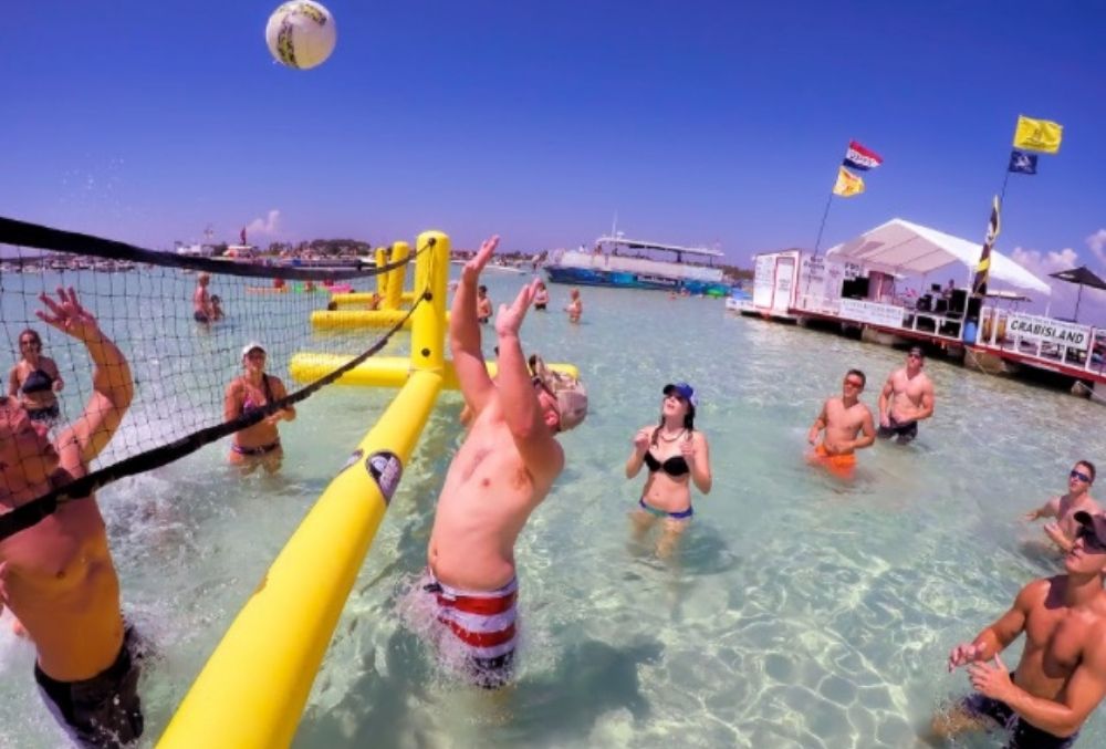 volleyball game at Crab Island in Destin, FL